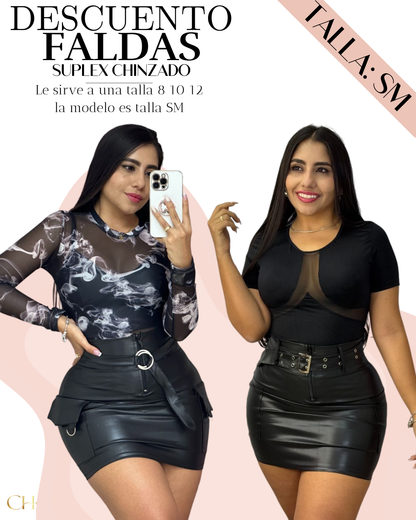 👑 Faldas chuinzada, Efecto cuero ¡CURVAS DE INFARTO! 👑