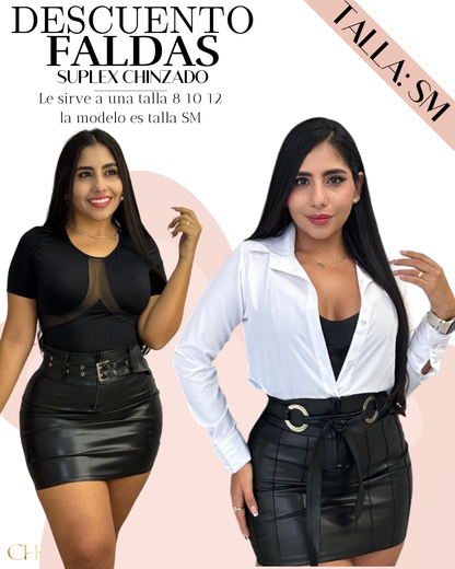 👑 Faldas chuinzada, Efecto cuero ¡CURVAS DE INFARTO! 👑