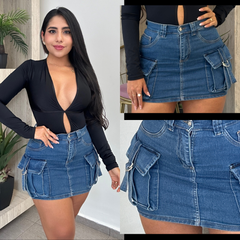 Falda Jeans Cargo