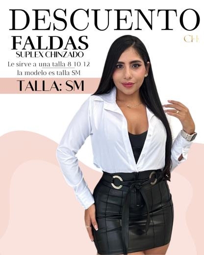 👑 Faldas chuinzada, Efecto cuero ¡CURVAS DE INFARTO! 👑