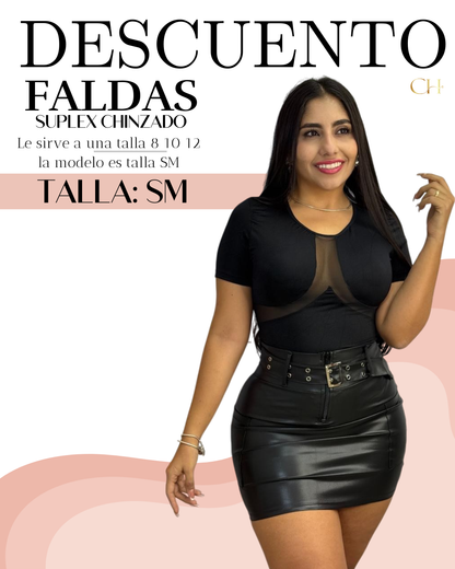 👑 Faldas chuinzada, Efecto cuero ¡CURVAS DE INFARTO! 👑