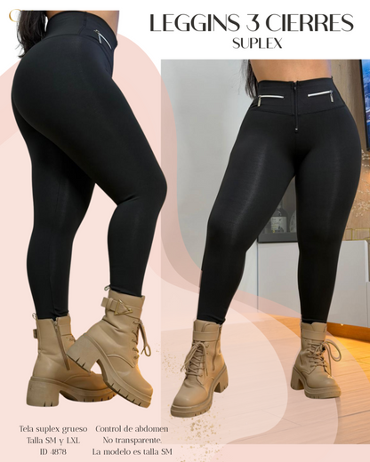 Leggings Suplex 3 Cierres Negro Envio Gratis ⭐ pago Contra Entrega