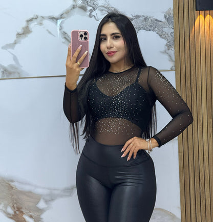 Body Maya Pedrería Negro 🌸 sensual y elegante + Top de Obsequio 🎁 y Envió Gratis 🌸🚚