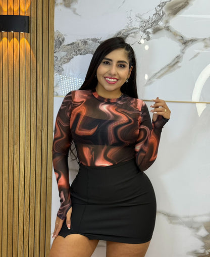 Bodys Marmolizado Manga Anillo 🌸 atrevido y elegante ⭐ Envió Gratis 🌸🚚