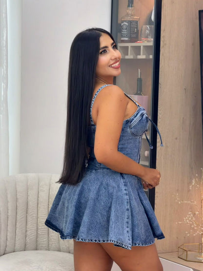👑 Vestido Denim "LUXE" TIPO CORSÉ: ¡El poder de el jean! 👑