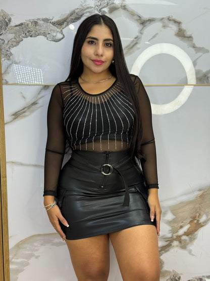 Body Maya Pedrería Negro 🌸 sensual y elegante + Top de Obsequio 🎁 y Envió Gratis 🌸🚚