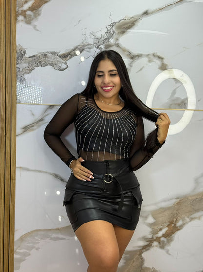 Body Maya Pedrería Negro 🌸 sensual y elegante + Top de Obsequio 🎁 y Envió Gratis 🌸🚚