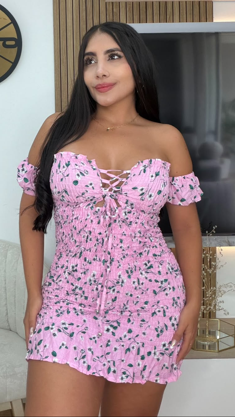 🌸Vestido  Rosy dos formas de lucirlo! Mini print flor ➕ Envió Gratis🚚